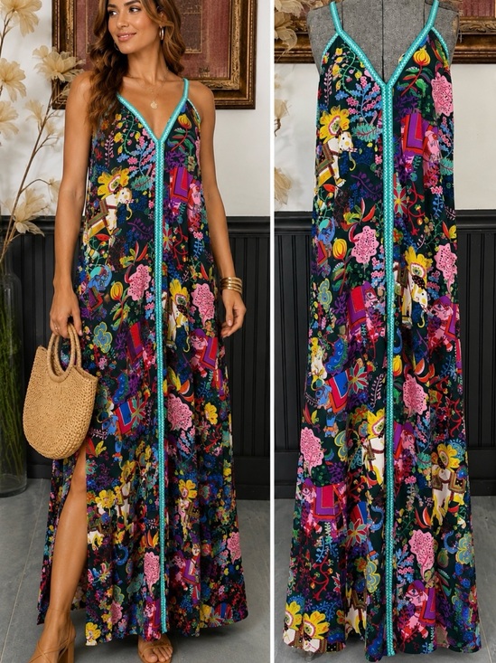 America & Beyond Dresses & Skirts - America & Beyond Majestic Nights Vibrant Multicolor Maxi Dress ~ Size Large 💛🍄